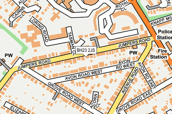 BH23 2JS map - OS OpenMap – Local (Ordnance Survey)