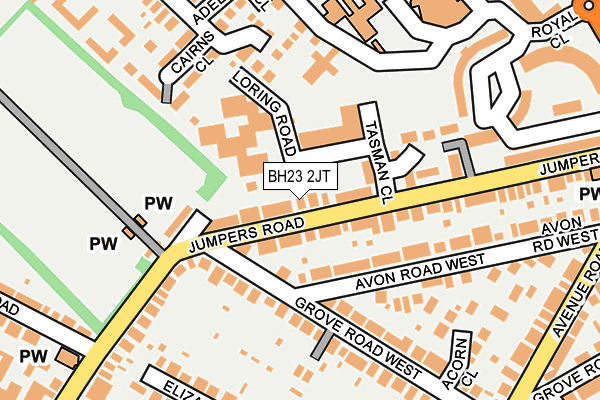 BH23 2JT map - OS OpenMap – Local (Ordnance Survey)