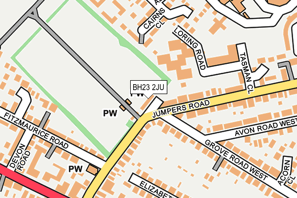 BH23 2JU map - OS OpenMap – Local (Ordnance Survey)