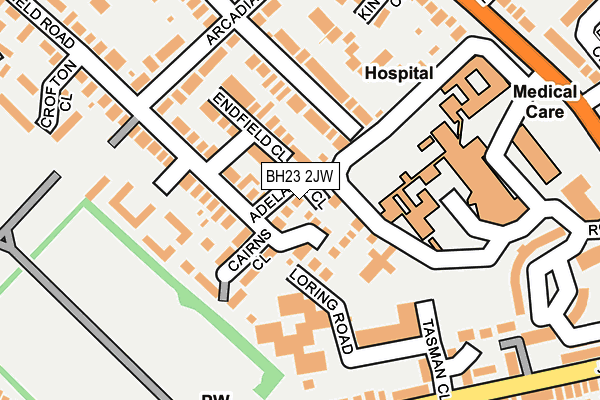BH23 2JW map - OS OpenMap – Local (Ordnance Survey)