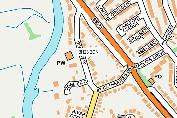 BH23 2QN map - OS OpenMap – Local (Ordnance Survey)