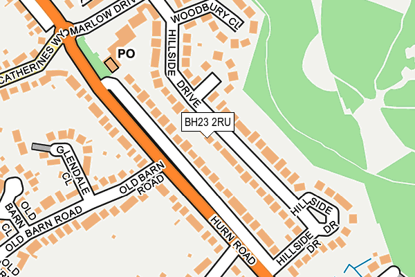 BH23 2RU map - OS OpenMap – Local (Ordnance Survey)