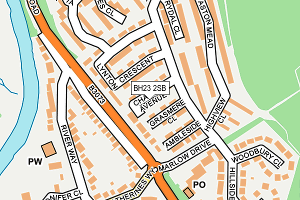 BH23 2SB map - OS OpenMap – Local (Ordnance Survey)