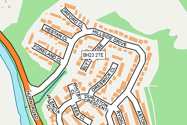 BH23 2TE map - OS OpenMap – Local (Ordnance Survey)