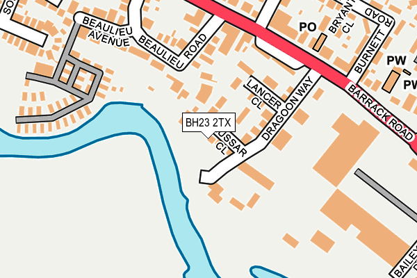 BH23 2TX map - OS OpenMap – Local (Ordnance Survey)