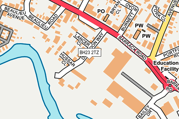 BH23 2TZ map - OS OpenMap – Local (Ordnance Survey)
