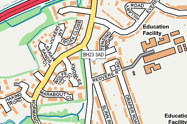 BH23 3AD map - OS OpenMap – Local (Ordnance Survey)