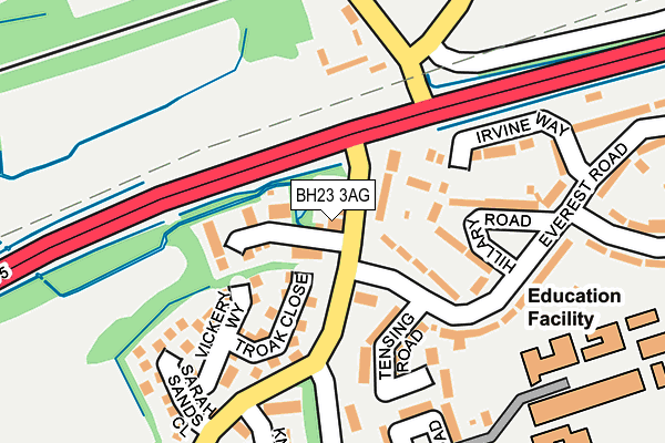 BH23 3AG map - OS OpenMap – Local (Ordnance Survey)