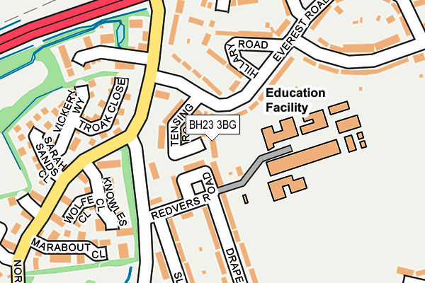 BH23 3BG map - OS OpenMap – Local (Ordnance Survey)