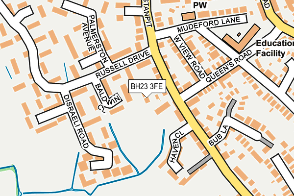 BH23 3FE map - OS OpenMap – Local (Ordnance Survey)