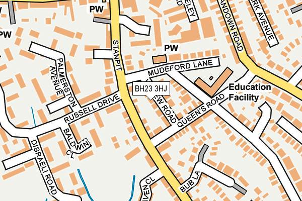 BH23 3HJ map - OS OpenMap – Local (Ordnance Survey)