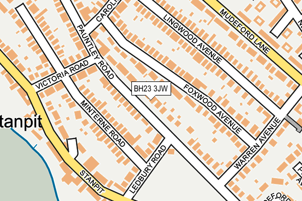 BH23 3JW map - OS OpenMap – Local (Ordnance Survey)