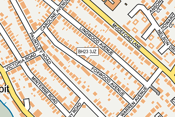 BH23 3JZ map - OS OpenMap – Local (Ordnance Survey)
