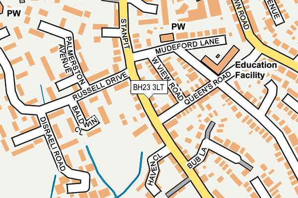 BH23 3LT map - OS OpenMap – Local (Ordnance Survey)