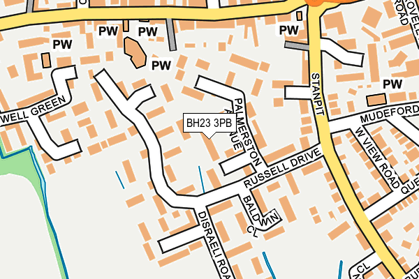 BH23 3PB map - OS OpenMap – Local (Ordnance Survey)