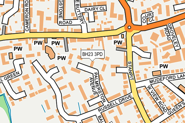 BH23 3PD map - OS OpenMap – Local (Ordnance Survey)