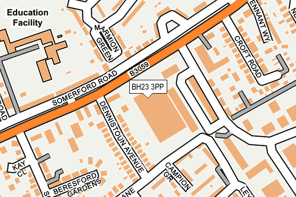 BH23 3PP map - OS OpenMap – Local (Ordnance Survey)