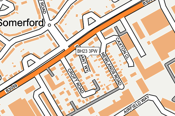 BH23 3PW map - OS OpenMap – Local (Ordnance Survey)