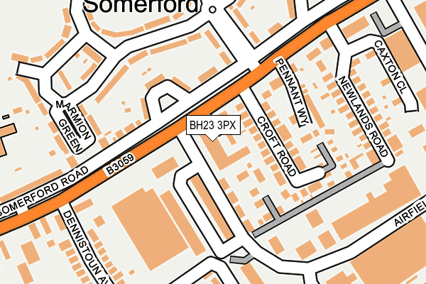 BH23 3PX map - OS OpenMap – Local (Ordnance Survey)