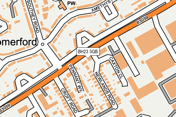 BH23 3QB map - OS OpenMap – Local (Ordnance Survey)