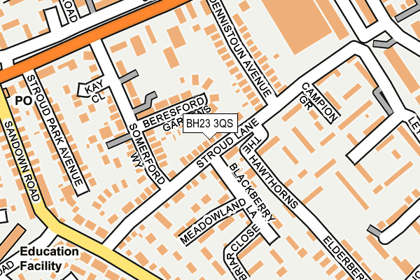 BH23 3QS map - OS OpenMap – Local (Ordnance Survey)