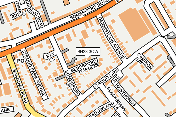 BH23 3QW map - OS OpenMap – Local (Ordnance Survey)