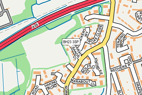 BH23 3SP map - OS OpenMap – Local (Ordnance Survey)