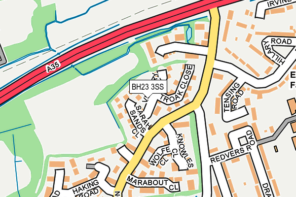 BH23 3SS map - OS OpenMap – Local (Ordnance Survey)