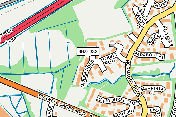 BH23 3SX map - OS OpenMap – Local (Ordnance Survey)