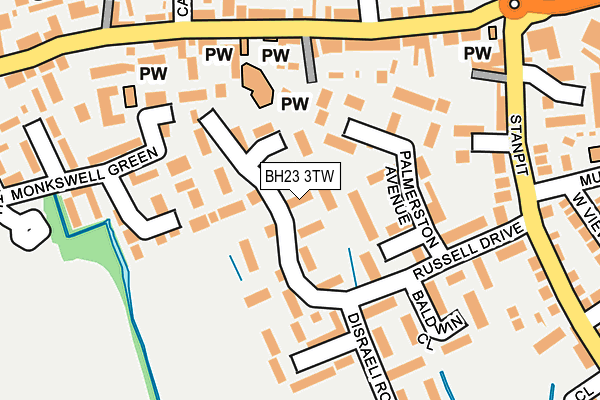 BH23 3TW map - OS OpenMap – Local (Ordnance Survey)
