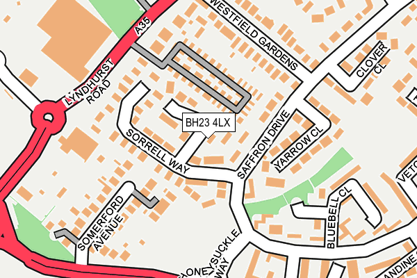 BH23 4LX map - OS OpenMap – Local (Ordnance Survey)