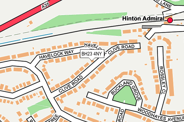 BH23 4NY map - OS OpenMap – Local (Ordnance Survey)