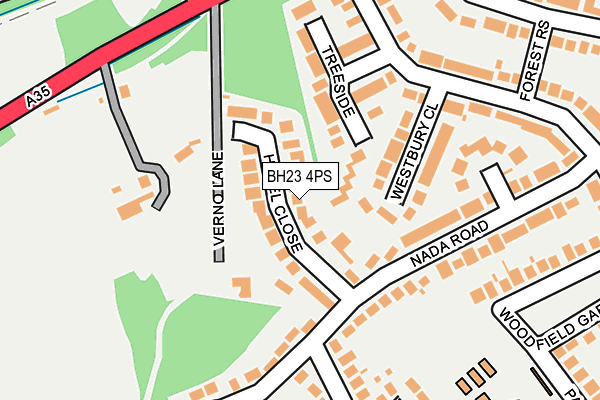 BH23 4PS map - OS OpenMap – Local (Ordnance Survey)
