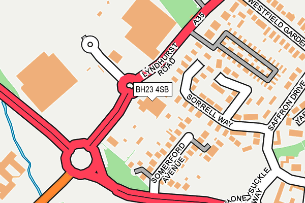 BH23 4SB map - OS OpenMap – Local (Ordnance Survey)