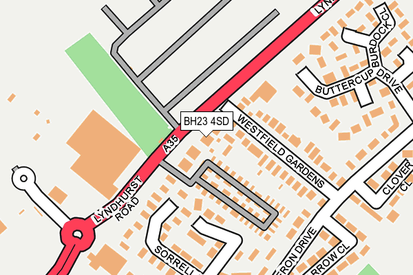 BH23 4SD map - OS OpenMap – Local (Ordnance Survey)