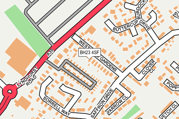 BH23 4SF map - OS OpenMap – Local (Ordnance Survey)