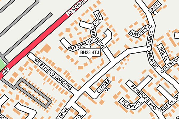BH23 4TJ map - OS OpenMap – Local (Ordnance Survey)