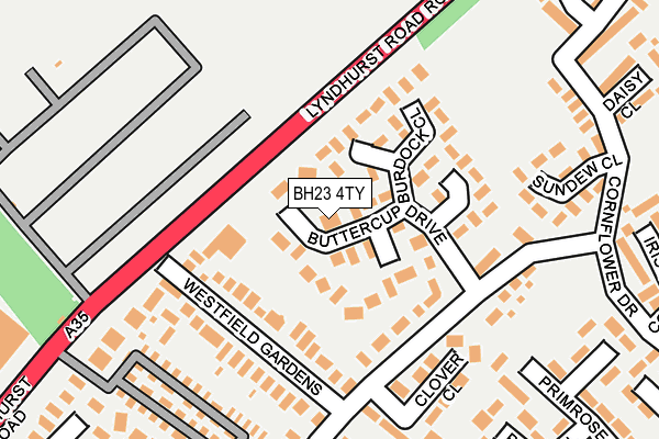 BH23 4TY map - OS OpenMap – Local (Ordnance Survey)