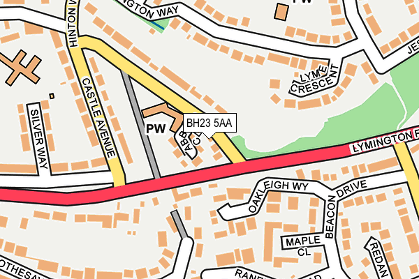 BH23 5AA map - OS OpenMap – Local (Ordnance Survey)