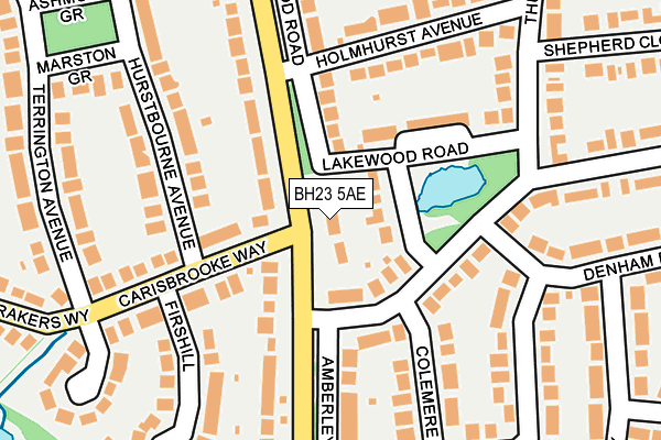 BH23 5AE map - OS OpenMap – Local (Ordnance Survey)