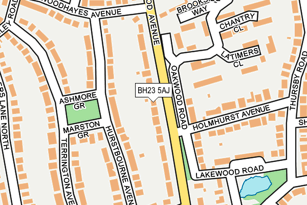 BH23 5AJ map - OS OpenMap – Local (Ordnance Survey)