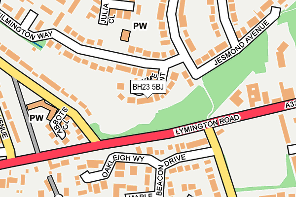 BH23 5BJ map - OS OpenMap – Local (Ordnance Survey)