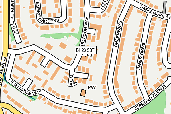 BH23 5BT map - OS OpenMap – Local (Ordnance Survey)