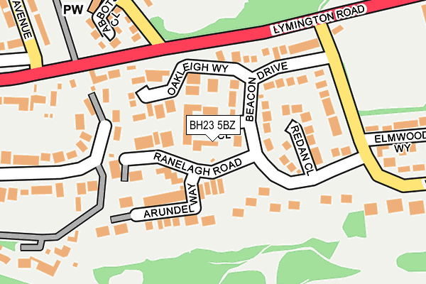 BH23 5BZ map - OS OpenMap – Local (Ordnance Survey)