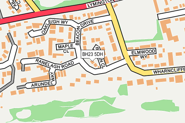 BH23 5DH map - OS OpenMap – Local (Ordnance Survey)