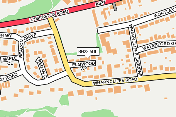 BH23 5DL map - OS OpenMap – Local (Ordnance Survey)