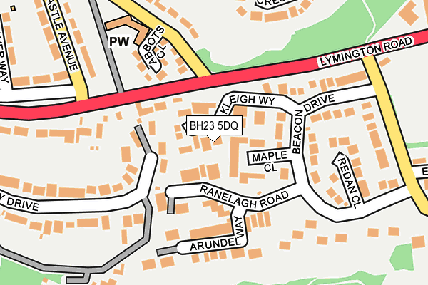 BH23 5DQ map - OS OpenMap – Local (Ordnance Survey)