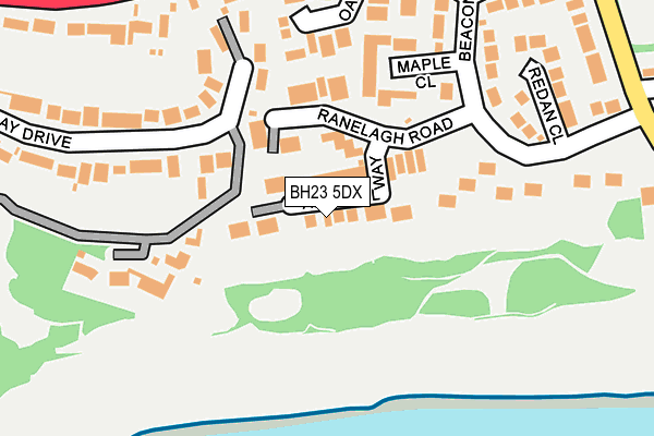 BH23 5DX map - OS OpenMap – Local (Ordnance Survey)