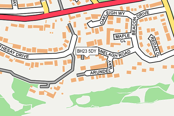 BH23 5DY map - OS OpenMap – Local (Ordnance Survey)