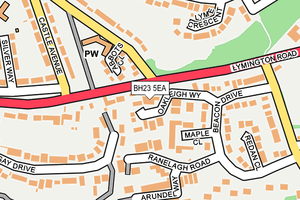 BH23 5EA map - OS OpenMap – Local (Ordnance Survey)